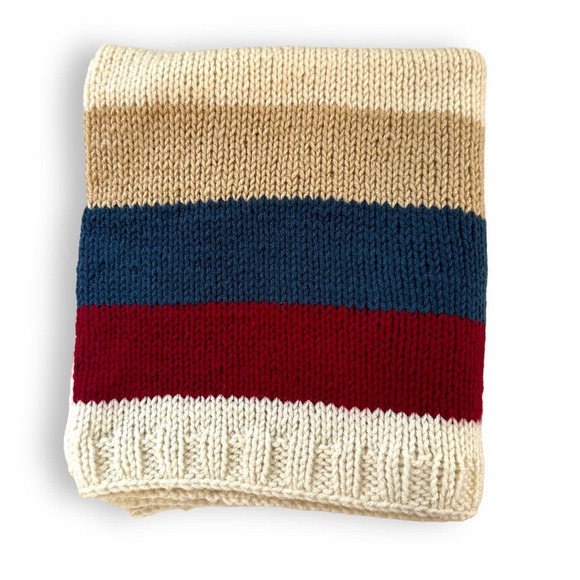 Handknit Pillow Cover Pillowcase Striped 27" x 22" Preppy Minimalist Lodge Ski - Picture 2 of 11